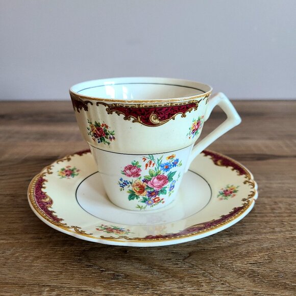 Vintage porcelain MYOTT Staffordshire England cup and saucer. - Picture 1 of 7